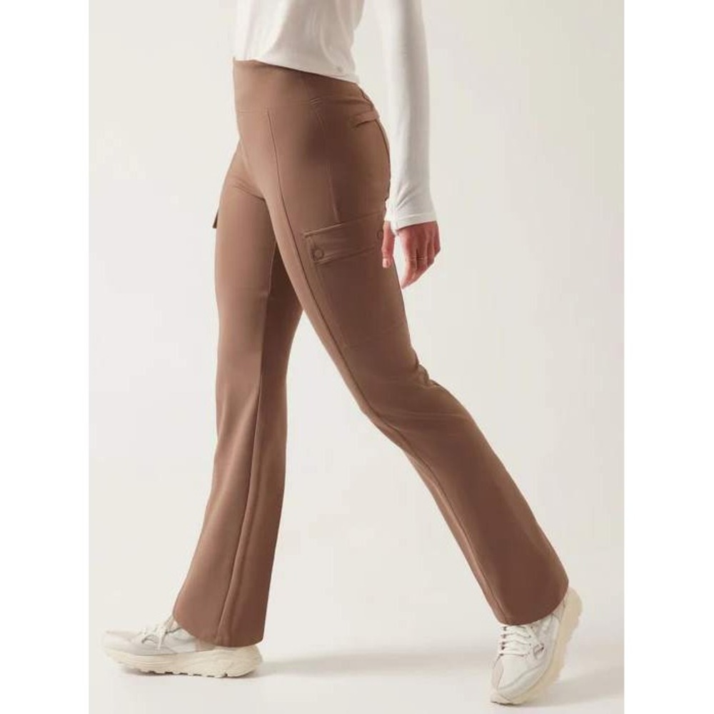Athleta‎ Delancey Straight Cargo Pant Womens Small Brown Mauve High Rise Yoga